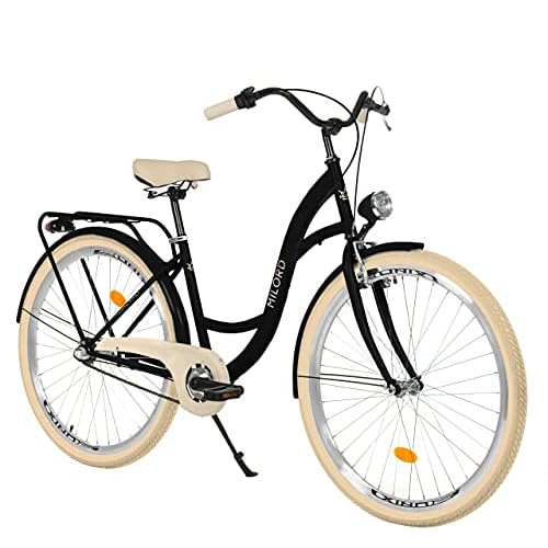Milord. 28 Zoll 3-Gang Creme Braun Komfort Fahrrad mit Gepäckträger Hollandrad Damenfahrrad Citybike Cityrad Retro Vintage 2 Milord. 28 Zoll 3-Gang, schwarz und Creme, Komfort Fahrrad mit Rückenträger, Hollandrad, Damenfahrrad, Citybike, Cityrad, Retro, Vintage