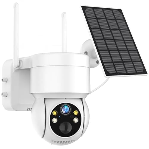 DMETE Cámara PTZ con for Exteriores, cámara IP Solar inalámbrica, de videovigilancia batería integrada HD 4MP, Tiempo Espera prolongado Fácil instalación(Camera Add 32G)