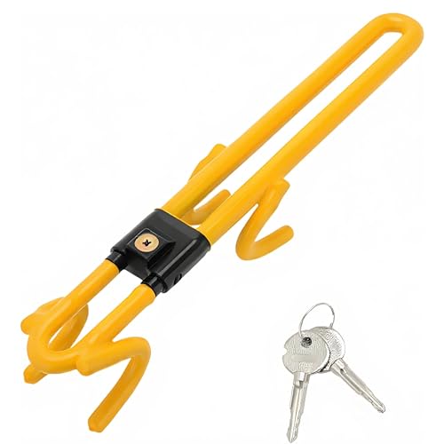 Crozgan Steering Wheel Lock Twin Bar Car Anti-Theft Locks High Visibility Yellow High Security Steering Wheel Locks Universal with 2 Keys for Cars Vans SUVs and 4x4s
