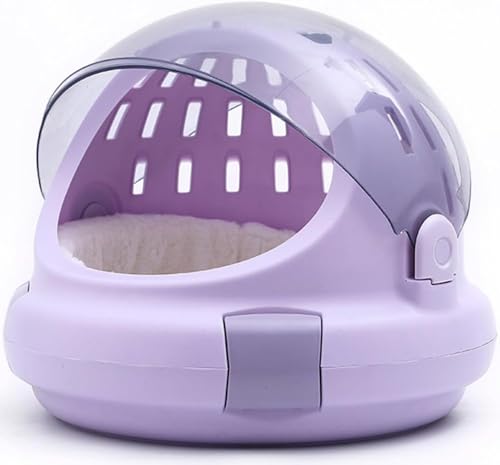 猫キャリーバッグ 中・大型猫用・小型犬・うさ ペットキャリーバッグ ペットキャリードーム型 ペットケージ 透明 通気性 臭気がない引っ掻き傷に強い 避難用/お出かけ/ドライプ/旅行/通院/防災 7.5kg耐荷 (パープル)