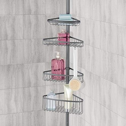 mDesign Shower Storage for Hanging Shampoo Bottles and Gels  Practical Shower Caddy with Suction Cups  Shower Shelf Without Drilling  Graphite