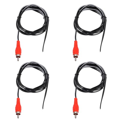 QUARKZMAN 4 sztuki kabla audio do subwoofera RCA 1 wtyczka męska RCA do pustego drutu, otwarty koniec, kabel audio do głośnika wideo do wzmacniacza kina domowego, czerwony