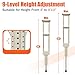 Aluminum Crutches for Adults, Pair of Height Adjustable Crutch (Fits 5'0
