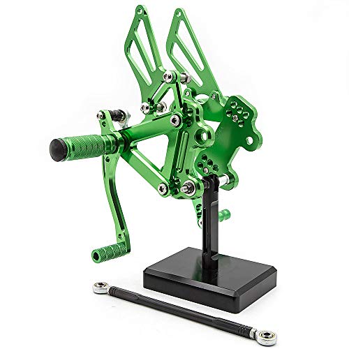 Procnc Motorcycle Rearsets Foot Pegs Rear Set Footrests Fully Adjustable Foot Boards Fit For Kawasaki Ninja 600 Zx6R Zx636 1999-2002 Zx9R 1999-2003 Zx7R 1996-2003 Zzr600 2005-2008 (Green) #TOP1