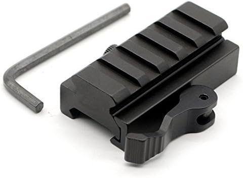 Tactical QD Detachable 20mm Picatinny Rail Half Inch Low Profile Riser 5 Slots QR Block Mount, Black - Image 3