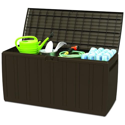 Ram Quality Products 71 Gallon Plastic Outdoor Backyard Storage Bin Deck Box for Patio Furniture Cushions,Tools, and Pool Accessories, Brown - Image 7