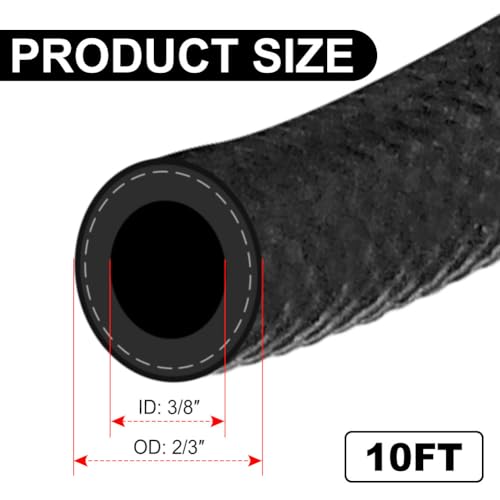 Image of Fuel Line Hose 3 /8 Inch ID (10mm) 10FT NBR Neoprene Rubber Push Lock Hose High Pressure 300PSI For Automotive Fuel Systems Engines