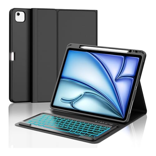 Clavier rétroéclairé amovible et étui TPU pour iPad Air 13 M3 noir
