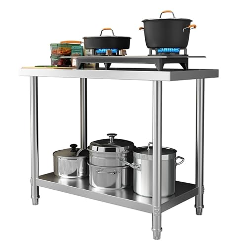 Table de préparation acier inoxydable au design épuré pour îlot central
