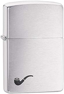 Zippo Lighter Pipe Brushed Chrome Design , Brushed Chrome Black Pipe , One