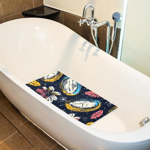 Tapis de bain antidérapant Art Florals extra long à séchage rapide pour douche - 6