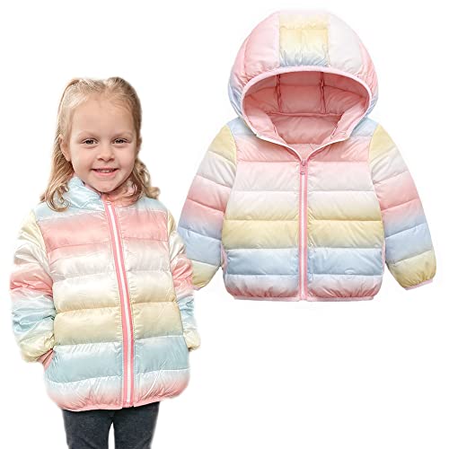 Curipeer Little Girls Boys Down Jacket Hooded Lightweight Water-Resistant Toddler Kids Winter Outwear Coat 2-8T