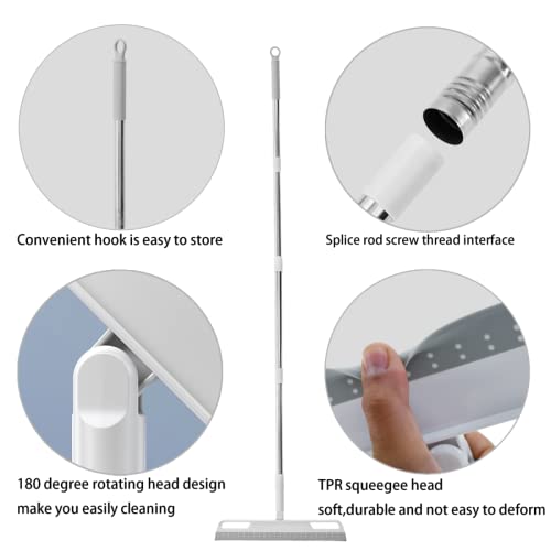 Multifunction Magic Broom, Household Wiper Push Broom Sweeper, Floor Squeegee With Long Adjustable Handle Washable Scraping For Indoor Tile Window Glass Bathroom Garage Dog Pet Hair Cleaning (Grey) #TOP3