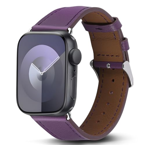 Genuine Leather Band Compatible with Apple Watch Bands for Women Men 49mm 46mm 45mm 44mm 42mm 41mm 40mm 38mm, Soft Leather Replacement Strap for iWatch Ultra/SE/Series 11 10 9 8 7 6 5 4 3 2 1