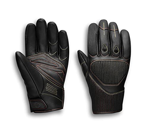 Harley-Davidson Men's Leather Motorcycle Gloves, Watt Black