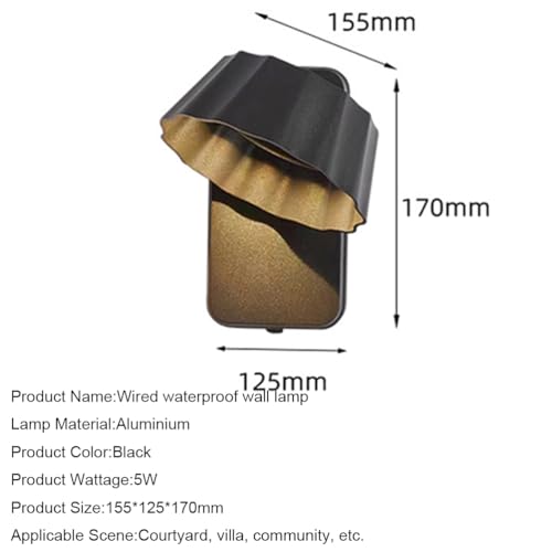 Lámpara de pared exterior impermeable IP65 con foco LED de 5W ajustable y diseño de brazo curvo 4