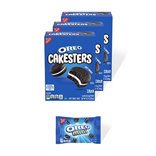 OREO Cakesters Soft Snack Cakes, 3 â€“ 5 Count Packs (15 Total Snack Packs) + Bonus OREO Mini Cookie Snack Pack