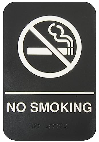 Panneau Interdiction de fumer autocollant pour bureaux et restaurants lot de 6 plaques noires