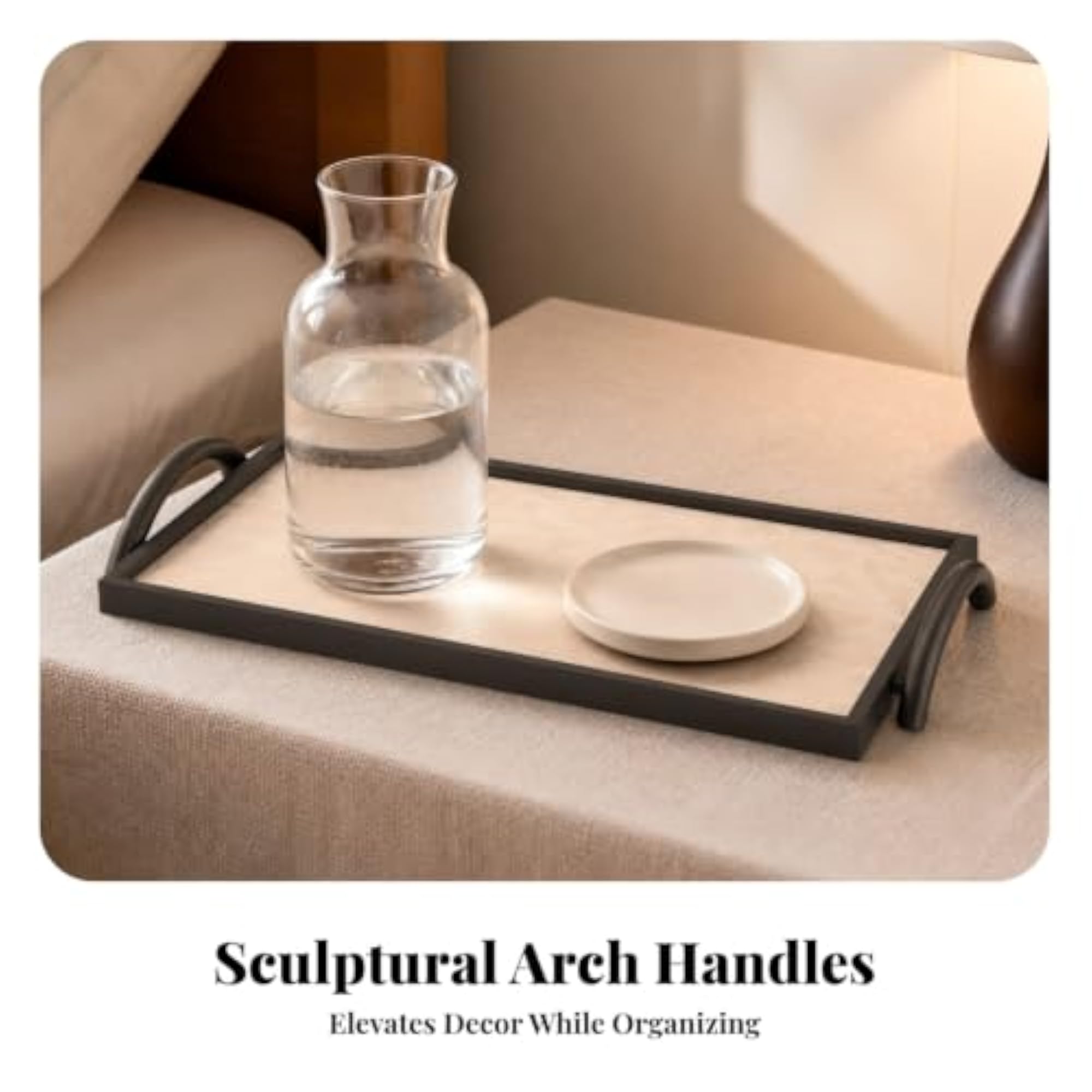 Textured Rectangle Metal Decorative Tray, Multi-Purpose