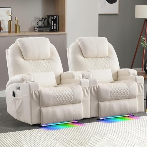 Recliner Chairs with Heat Massage LED Lights USB