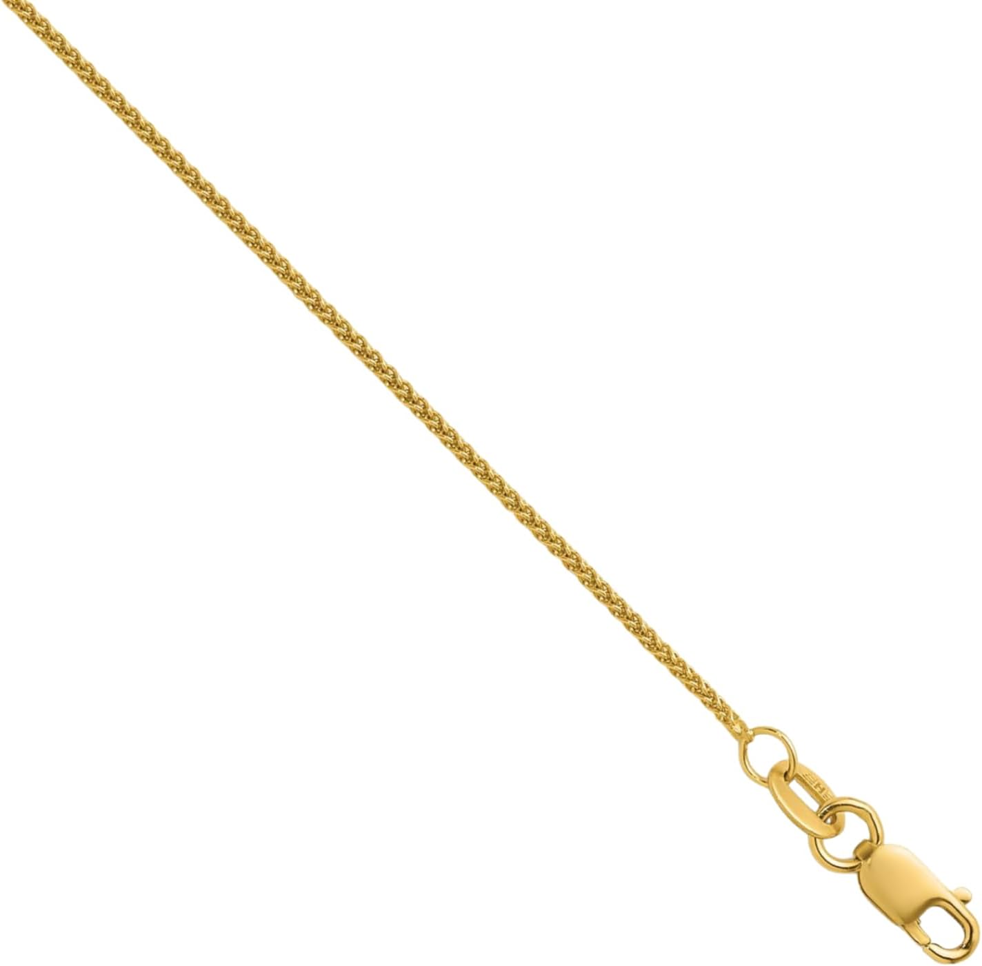 IceCarats 18K Solid Yellow Gold 1.1mm Dainty Wheat Chain Necklace 16 inch Polished for her