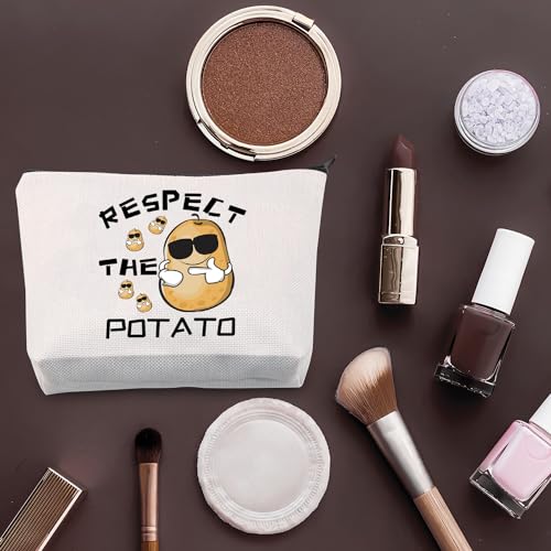 PLITI Potato Gift for Women Potato Lover Gift Potato Queen Gift Respect The Potato Funny Potato Themed Makeup Bag for Friend (Respect Potato bagU) - Image 4