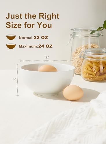 Yedio 22 oz White Porcelain Bowls Set of 4 – Cereal, Soup, Rice, Oatmeal & Salad Bowls – Microwave & Dishwasher Safe, Stackable for Kitchen Use - Thumbnail 3