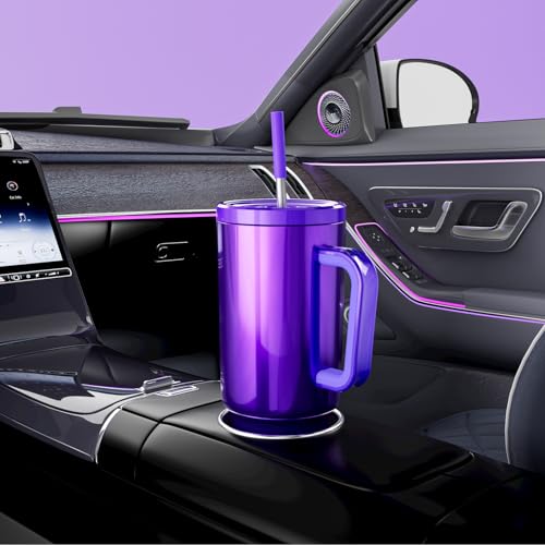 Meoky 40 oz Tumbler with Handle for Women: Stainless Steel Insulated Tumbler with Lid and Straw - 100% Leak Proof Tumbler for Home Office Car - Fashion Enthusiasts, Violet