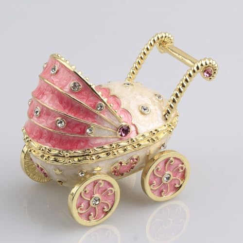 Boîte à bibelots poussette de rose, gardienne émaillée de vos doux souvenirs - 5