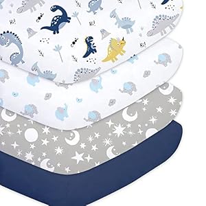 Plushii Babybettlaken Jungen Dinosaurier Elefant Sterne Marineblau