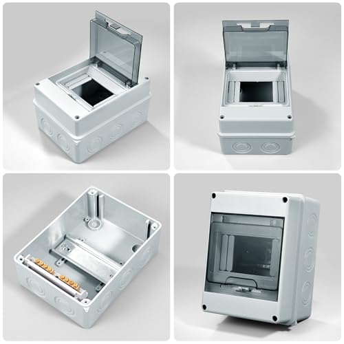 Zeawavsl Verteilerkasten Aufputz, IP65 Sicherungskasten Aufputz, 1-Reihig für 5 MODULE Kleinverteiler Aufputz mit Messingklemmen, Aufputzverteiler für Garten oder Außenbereichen, Villen (5 MODULE)