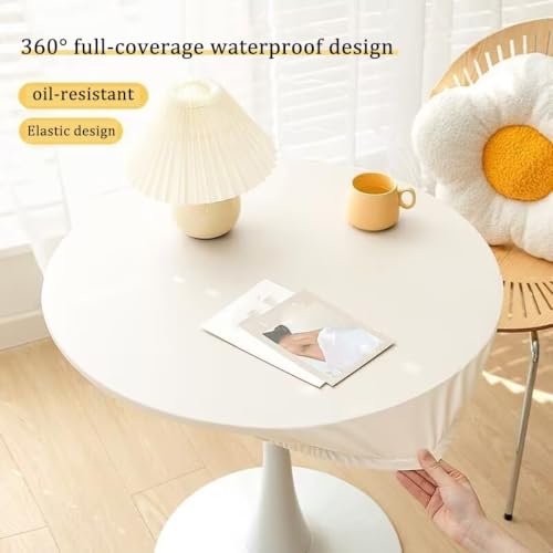 Nappe ronde extérieure blanche 60cm élastique pour table de jardin - 3