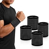 Xiciki 4Pcs Protège Poignet Respirante, Bandage Élastique Ajustable, Sangles de Poignet Élastiques en Polyester Respirant pour Le Tennis, la Gym, Fitness Wrist Wraps pour Homme et Femme