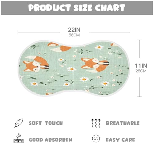 Cartoon Fox Plant Burp Cloths Cotton Baby Washcloths,Large 22x11in Burping Cloth Absorbent and Soft for Newborn Baby Boys and Girls,4 Pack4