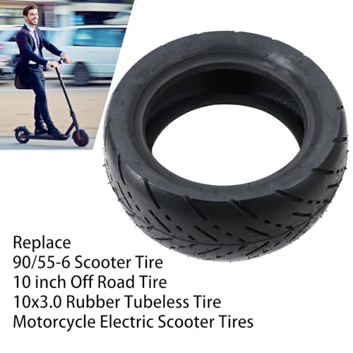 90/55-6 Scooter Tire 10 inch Off Road Tire 10x3.0 Rubber Tubeless Tire Motorcycle Electric Scooter Tires Replace