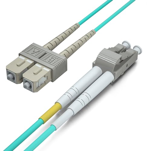 Image of 5m OM3 LC to SC Fiber Patch Cable, 10GB Multimode Fiber Jumper, Duplex LC-SC UPC, MMF, 50 /125um, LSZH, for 1G /10G MMF SFP Transceiver, Networks, 5 Meter(16.4ft)