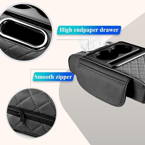 Image of 5 in 1 Center Console Cover with Cup Holder, Universal fit for All Car Armrest Cushion, Tissue Box Slot, Mobile Phone Storage Slot, Car Accessories Interior Organizers