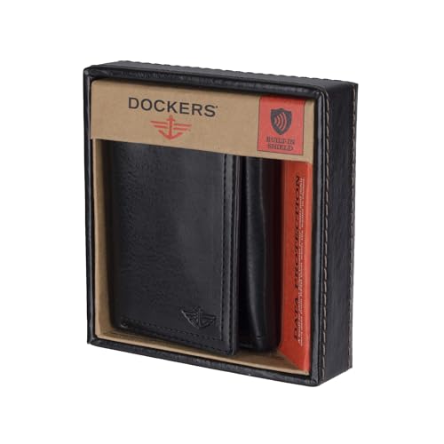 Dockers Men's Coated LeatherExtra Capacity Trifold Wallet, Rfid-blocking, Black, One Size - image 5