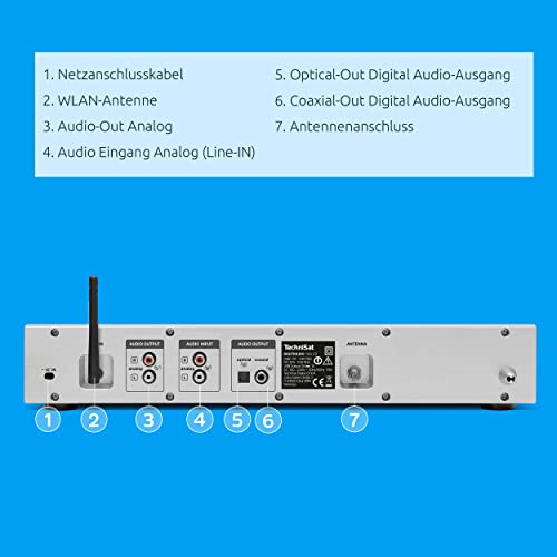 TechniSat DIGITRADIO 143 CD (V3) – Digital HiFi-Tuner, Internetradio (DAB+, UKW, Bluetooth-Audiostreaming, Spotify Connect, CD-Player, WLAN, Breite 43,5 cm, App-Steuerung, Fernbedienung) Silber
