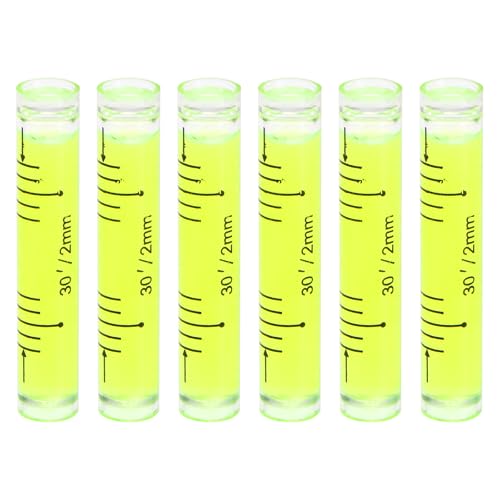 sourcing map 6pcs Small Cylindrical Bubble Level Vials 9x50mm PMMA Mini Horizontal Bubble Spirit Level Measuring Layout Tools for RV TV Picture Frame Hanging Tool Leveler