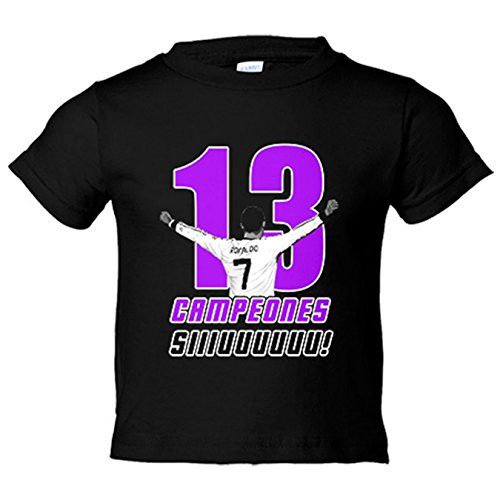 Camiseta niño Madrid campeones la decimotercera Copa de Europa Siuu Sii Champions...