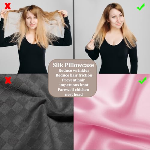 Image of Ear Piercing Pillow for Side Sleepers with Ear Hole, Donut Pillow for Ear with Silky Pillowcase for CNH and Ear Pain Inflammation Pressure Sores Piercing, Ear Guard Pillow (Pink Silk)