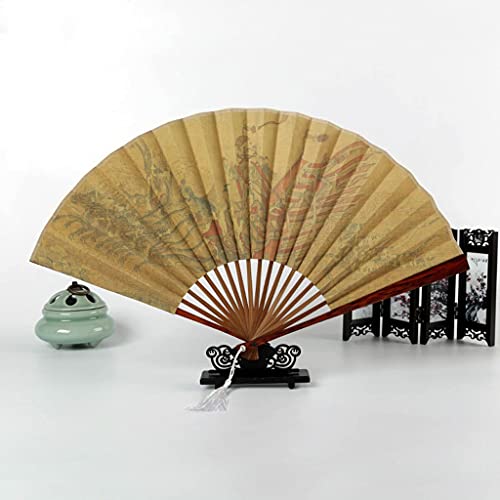 Ventilador Plegable Ventilador Plegable De Bambú Hanfu, Estilo Chino Retro, Grúa Blanca Antigua Que Despega Miles De Millas De Ventilador De Montañas (8 Pulgadas 1) (8 Pulgadas 1) (10 Pulgadas 3)