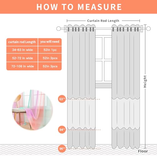 Image of XiDi Purple Green and Pink Sheer Curtains for Girls Bedroom Room Decor,2 Panels Rod Pocket Drapes Ombre Window Pastel Curtains for Decoration Party 84 Inch Length