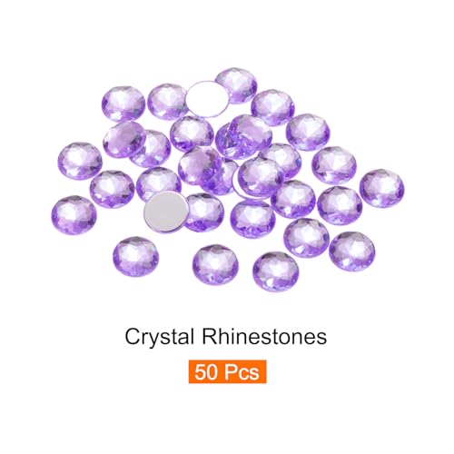 Image of MECCANIXITY Flat Back Round Acrylic Rhinestones,12mm Light Purple Flatback Crystal Rhinestones for Crafts Clothes Shoes DIY Decoration Gifts 50Pcs