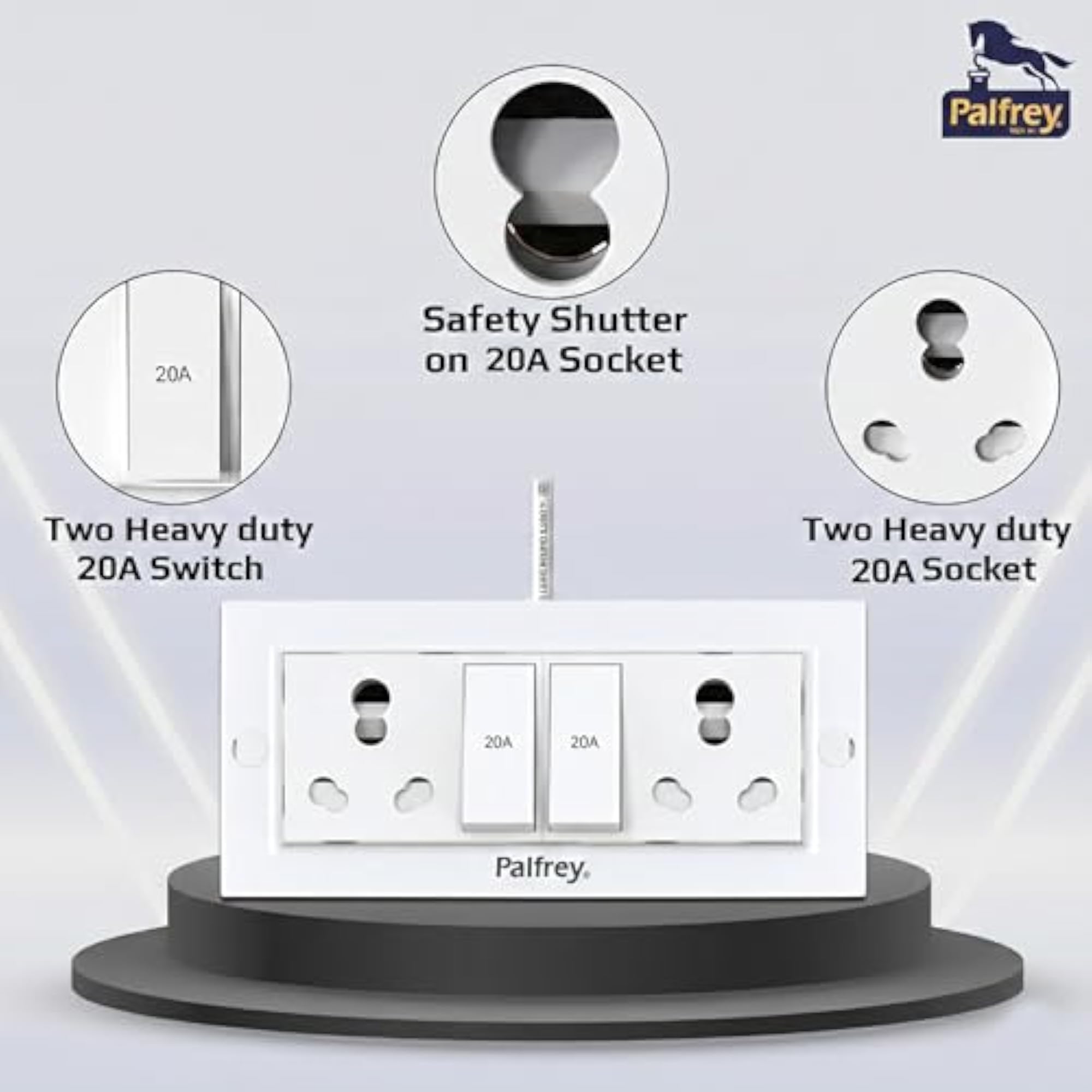 Electric Extension Board - 16A/20A with Two Switch