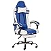 Vinsetto Fauteuil de Jeu et de Bureau en Simili Cuir Bleu et Blanc inclinable et avec Repose-Pieds Amovible.
