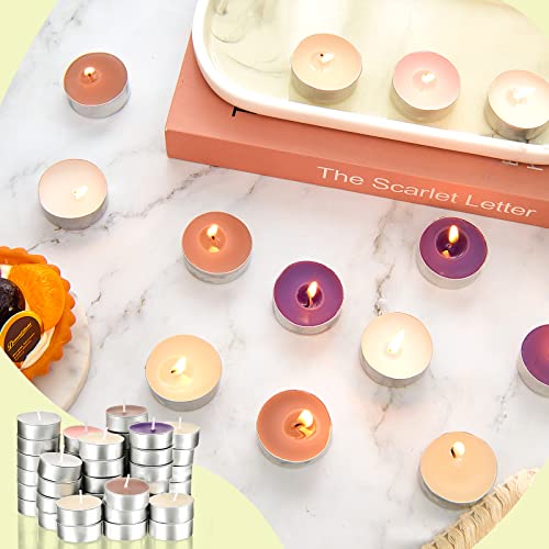 Amyhill Set Of 240 Scented Tea Lights Candles 5 Scents Mini Candles Bulk Multicolor Tealight Candles Small Scented Candles, Vanilla, Jasmine, Lavender, Rose, Cinnamon, For Home Wedding Holiday Party #TOP6