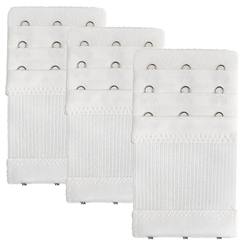 bamandan 3 Pieces Bra Extender 3 Hook, Women s Soft Comfortable Elastic Bra Extenders, Bra Extension Strap 3 Hook 3 Row, Bra Strap Extender, Elastic Stretchy Bra Extension Strap(2.16in-White)