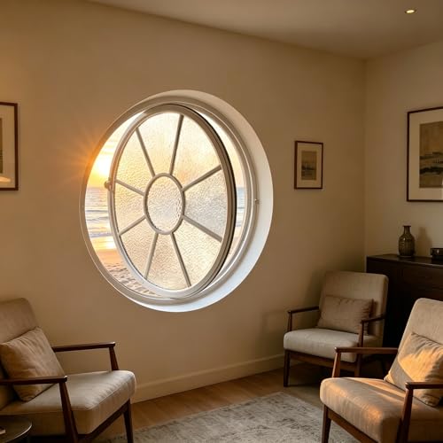 Ventana giratoria 360° redonda de aluminio y vidrio templado empotrada para dormitorios 5